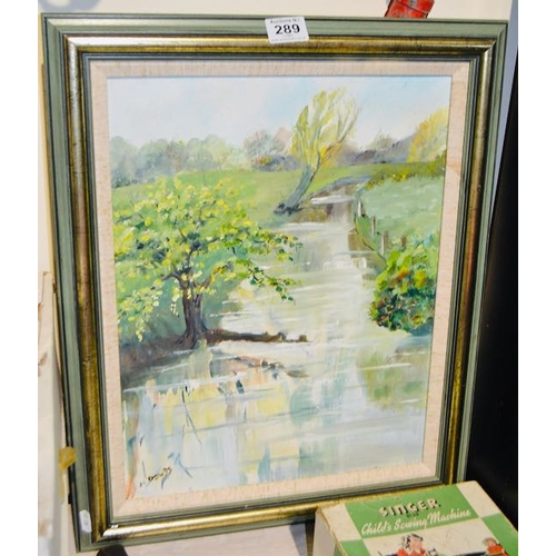 289 - N Dowds - The Lagan River at the Maze Oil Painting