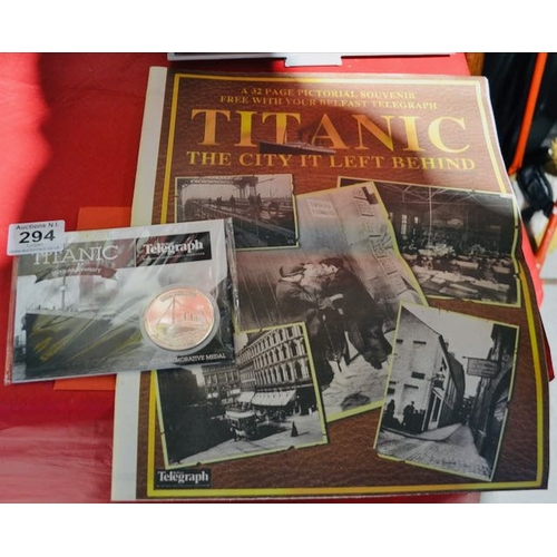 294 - Belfast Telegraph Titanic Medal & Supplement