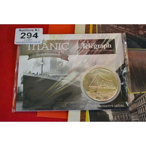 294 - Belfast Telegraph Titanic Medal & Supplement