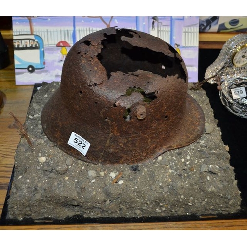 522 - WWI Helmet Display - Battlefield Bringback