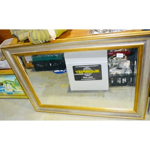 525 - Large Gold & Pewter Framed Bevilled Mirror