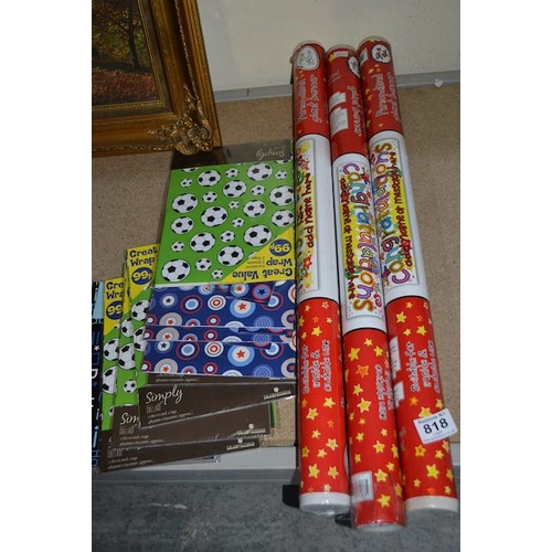 818 - 10 x Pks of Gift Wrap + 3 x Occassion Banners