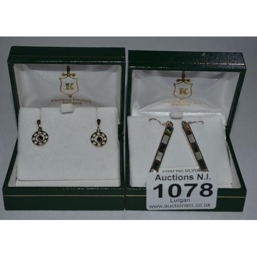 1078 - 2 Pr Of Silver Earrings