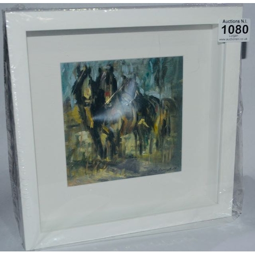 1080 - Box Framed Con Campbell Print, 3 Ponies