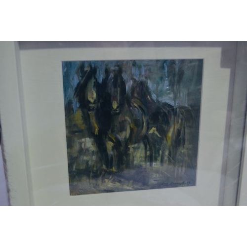 1080 - Box Framed Con Campbell Print, 3 Ponies