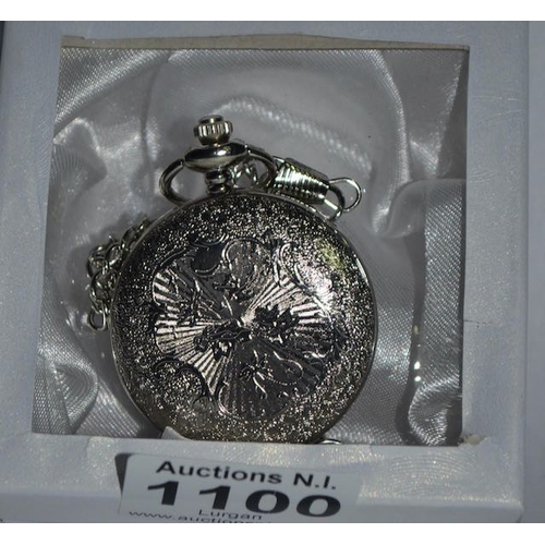 1100 - Ornate Pocket Watch On Chain