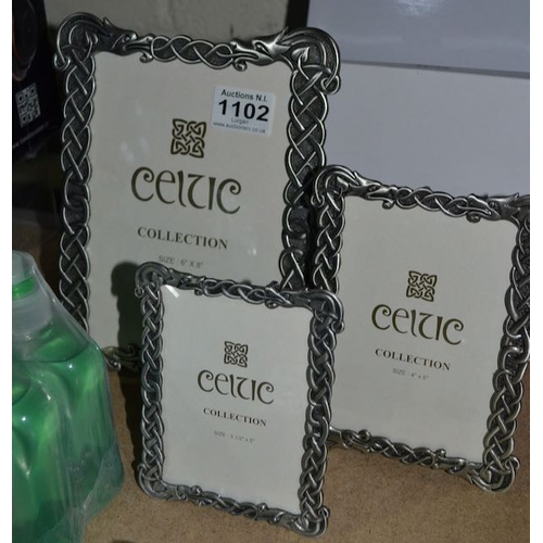 1102 - Trio Of Boxed Celtic Dragon Picture Frames