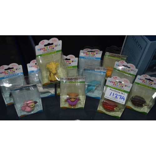 1127A - 12 Collectable TY Beanie Animal Erasers Boxed