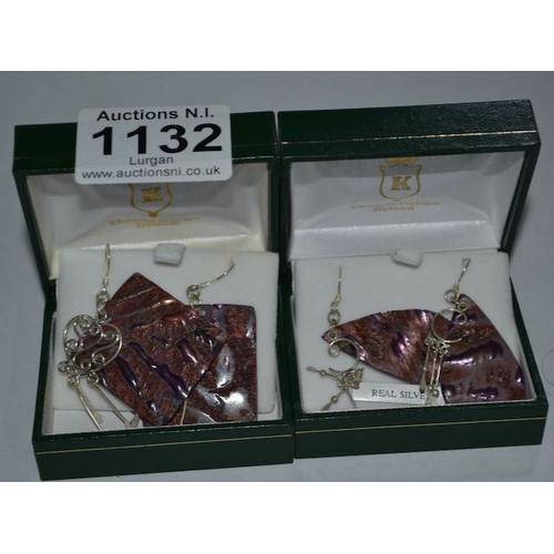 1132 - 2 Boxed Prs Of Silver Earrings