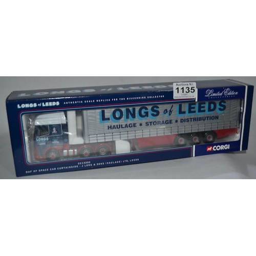 1135 - Corgi 1/50 Scale Ltd Ed DAF XF Space Cab Curtainside J Longs Of Leeds