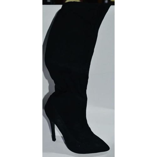 1156 - Black Stretch Suede Boots Size 3