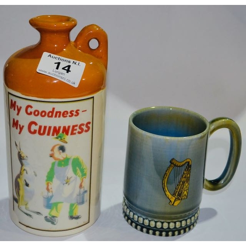 14 - Earthenware My Goodness My Guinness Flagon + Wade Armagh Guinness Tankard