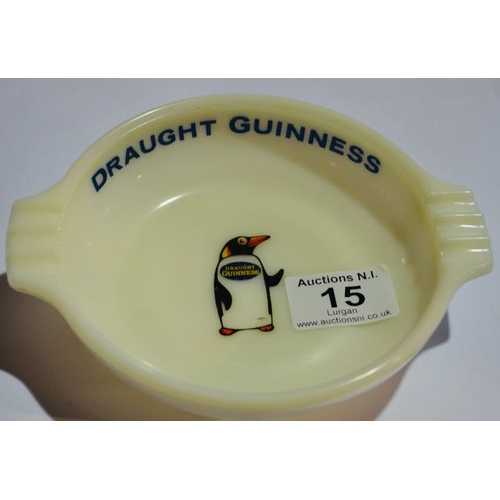 15 - Nazeing Glass for Arthur Guinness Draught Guinness Penguin Opaque Glass Ashtray 1963