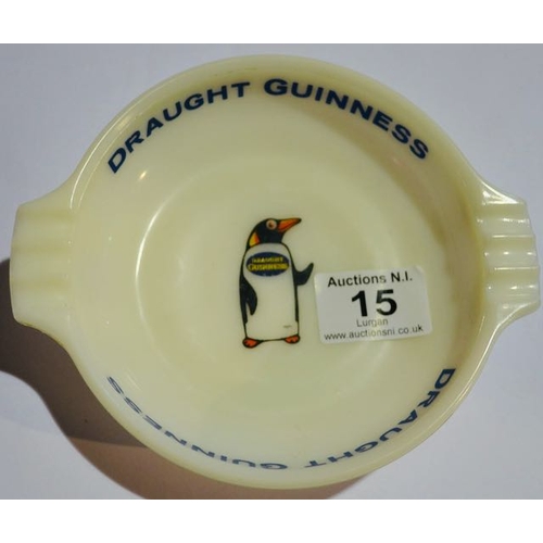 15 - Nazeing Glass for Arthur Guinness Draught Guinness Penguin Opaque Glass Ashtray 1963