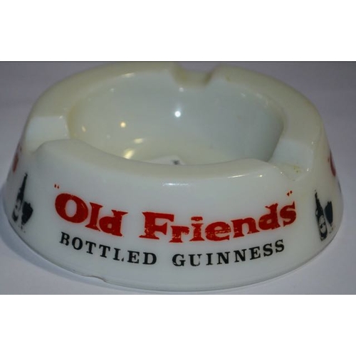 16 - HCW White Glass 'Old Friends' Bottled Guinness Ashtray c1950s