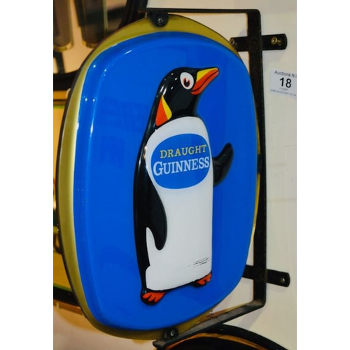 18 - Double Sided Draught Guinness Penguin Mounted Wall Sign -  12