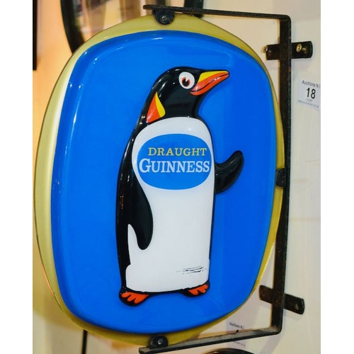 18 - Double Sided Draught Guinness Penguin Mounted Wall Sign -  12