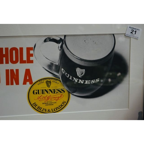 21 - There's A Whole World Inside Guinness Framed Poster - Appx 26x12