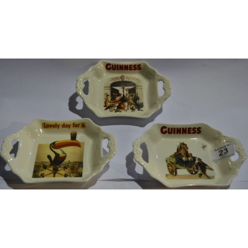 23 - Trio of Guinness Trinket Dishes - Hand Signed Eire - Each 6.5x5