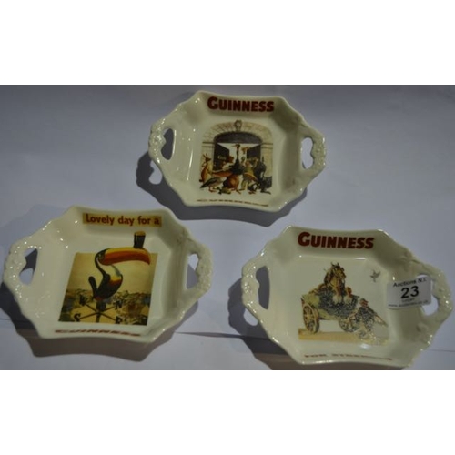 23 - Trio of Guinness Trinket Dishes - Hand Signed Eire - Each 6.5x5