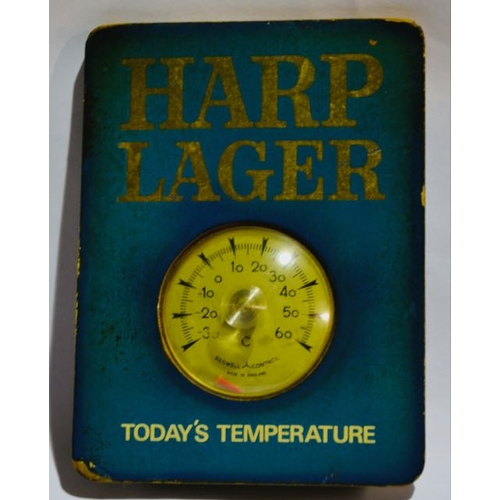 24 - Vintage Harp Lager Thermometer on Card - Appx 6x5