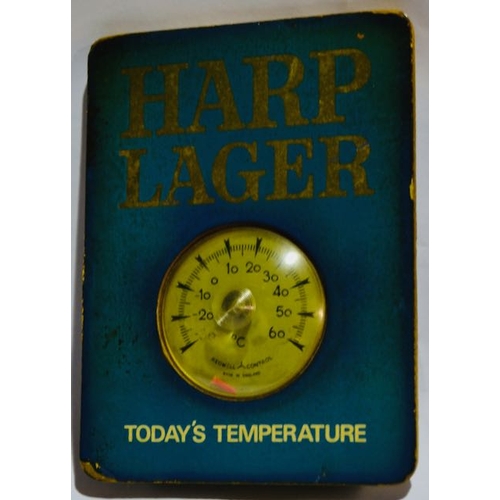 24 - Vintage Harp Lager Thermometer on Card - Appx 6x5