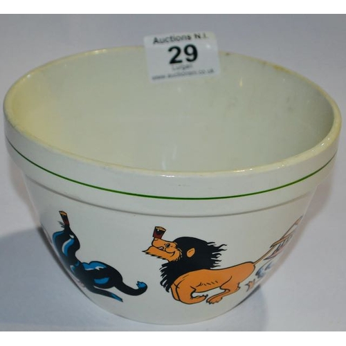 29 - Gresley Ware Produced for Guinness Zoo Keeper Series by T.G.Green & Co Ltd Pudding Bowl