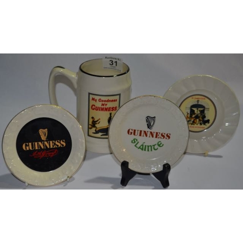 31 - Carrigaline Pottery Piece x4 - My Goodness My Guinness Tankard, St James Gate The Home of Guinness P... 