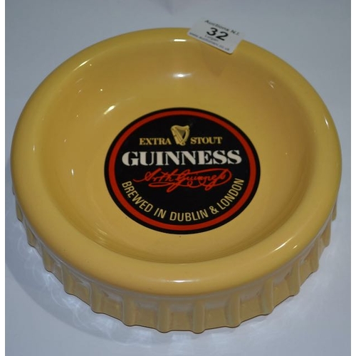 32 - Large Bottle Top HCW Guinness Extra Stout Ashtray - Appx 9