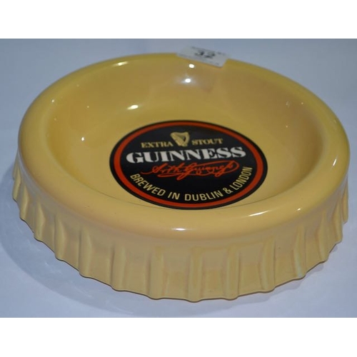 32 - Large Bottle Top HCW Guinness Extra Stout Ashtray - Appx 9