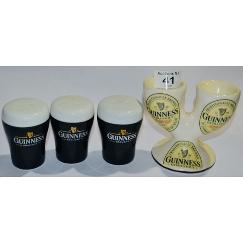 41 - Guinness Twin Branch Egg Cup + Guinness Cruet Trio