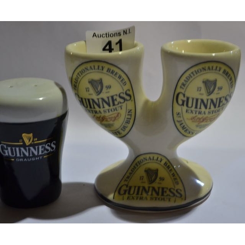 41 - Guinness Twin Branch Egg Cup + Guinness Cruet Trio