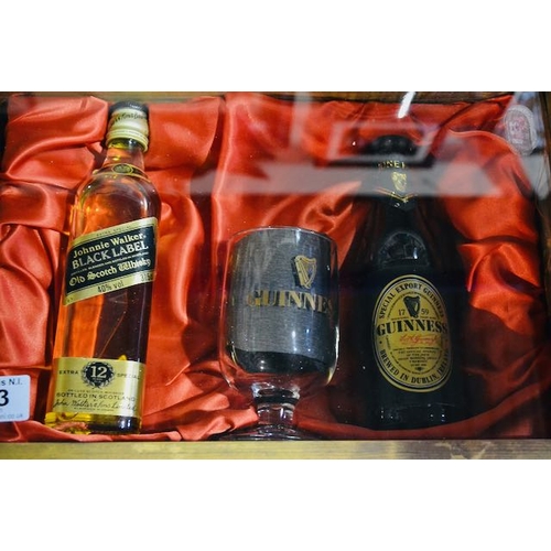 43 - Glazed Box Presentation - Johnnie Walker Black Label Extra Special 12 Year, Guinness Bottle Dated Ju... 