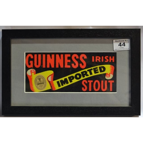 44 - Framed Guinness Irish Imported Stout Felt Detailed Advertising