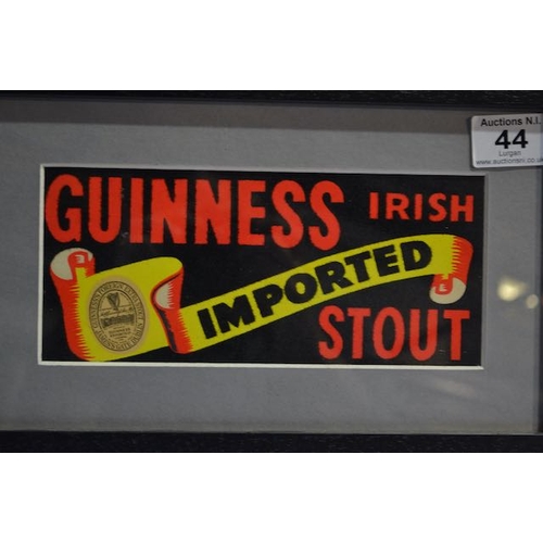 44 - Framed Guinness Irish Imported Stout Felt Detailed Advertising