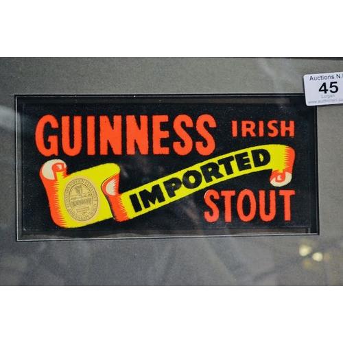 45 - Framed Guinness Irish Imported Stout Felt Detailed Advertising