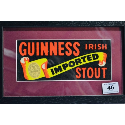 46 - Framed Guinness Irish Imported Stout Felt Detailed Advertising