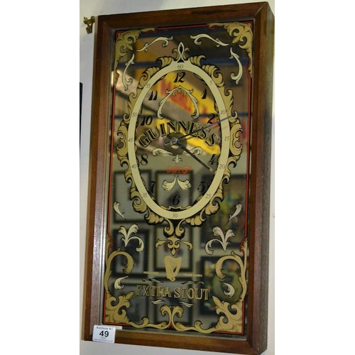 49 - Guinness Extra Stout Box Framed Clock - 11x21