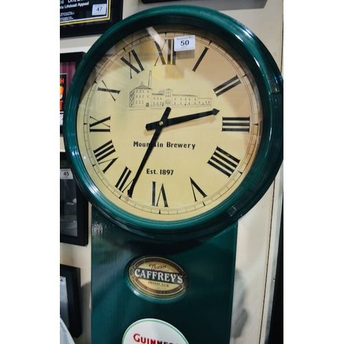 50 - Mountain Brewery Thomas Caffreys Long Case Clock from Donard Lounge - Appx 42x18