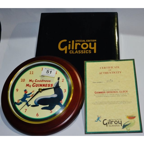 51 - Special Edition Gilroy Classics - Guinness Original Clock Produced as Special Edition Design for Gui... 