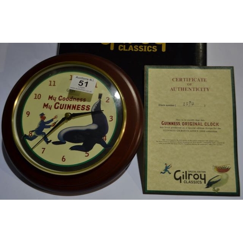 51 - Special Edition Gilroy Classics - Guinness Original Clock Produced as Special Edition Design for Gui... 