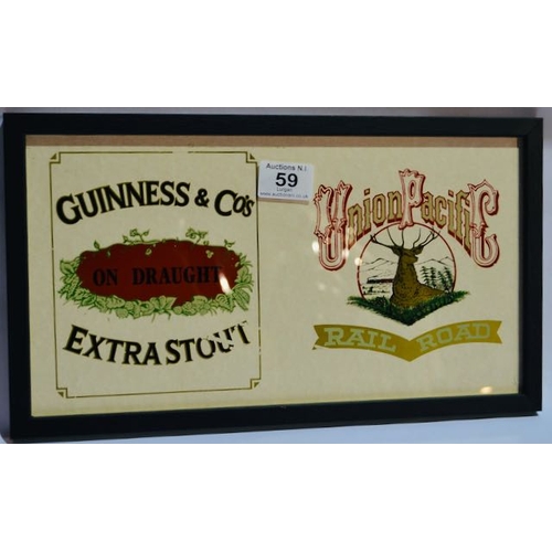 59 - Union Pacific Rail Road Guinness & Co's Extra Stout Advertising with Gold Gilt - Appx 15x9