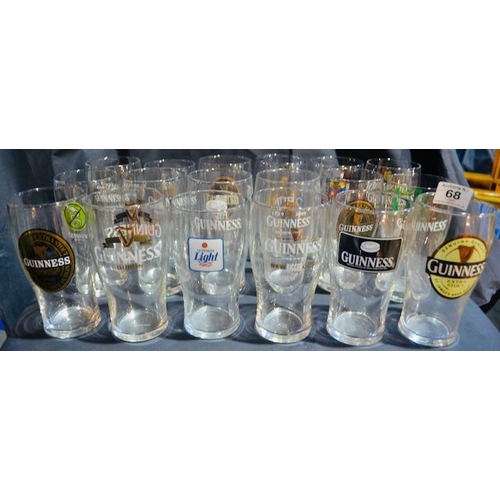 68 - Collection of 24 Guinness Pint Glass - All Different - Including Guinness Red, Temple Bar Blues Fest... 