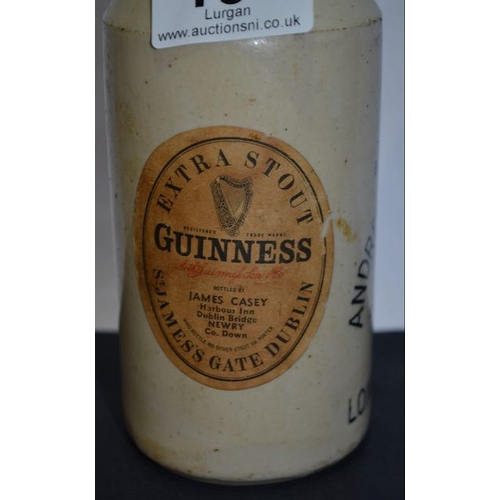 104 - Earthenware Andrew A  Watt & Co Londonderry Bottle with Guinness Label