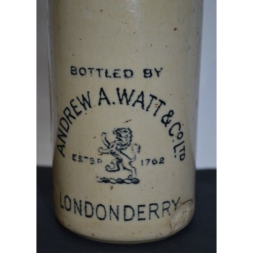 104 - Earthenware Andrew A  Watt & Co Londonderry Bottle with Guinness Label