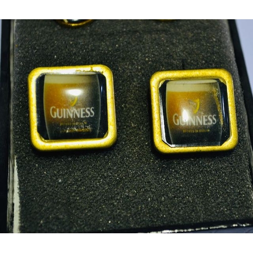 118 - Smiling Guinness Pint Badge x2 + Guinness Draught Cufflinks