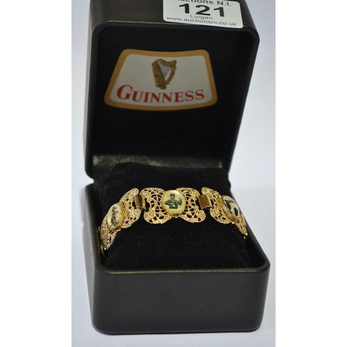 121 - Rare Ornate Guinness Embossed Gilroy Zoo Keeper & 5 Animal Individual Linked Bracelet - (Gifted to t... 