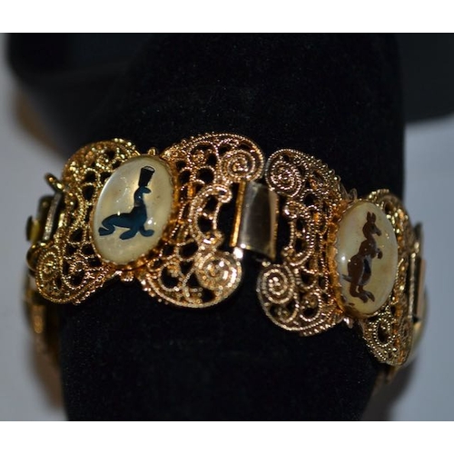 121 - Rare Ornate Guinness Embossed Gilroy Zoo Keeper & 5 Animal Individual Linked Bracelet - (Gifted to t... 