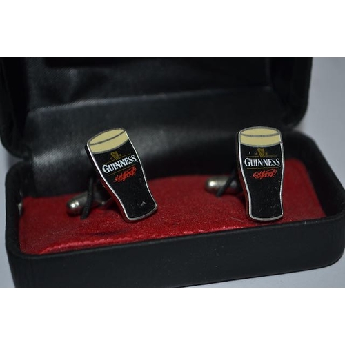 123 - Guinness & Co Pint Cufflinks + Guinness Extra Stout St James Gate Cufflinks - Both Boxed