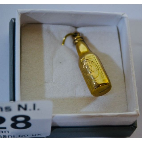 128 - 9ct Guinness Bottle Pendant (Hallmarked Above Label) + Guinness 'Black Goes with Everything' Compact